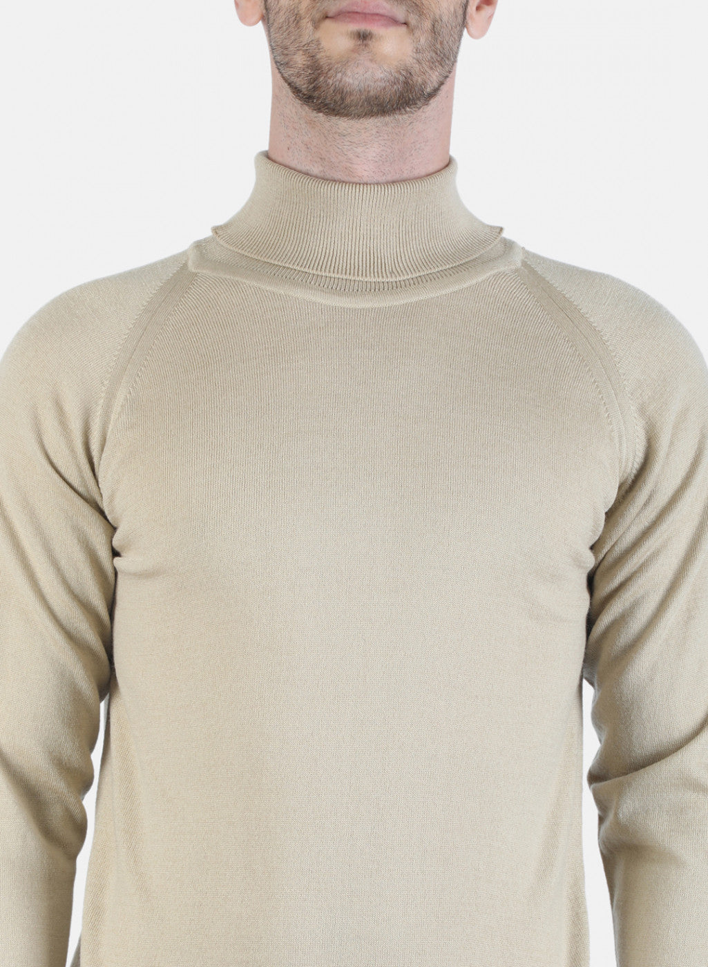 Men Beige Solid Pullover