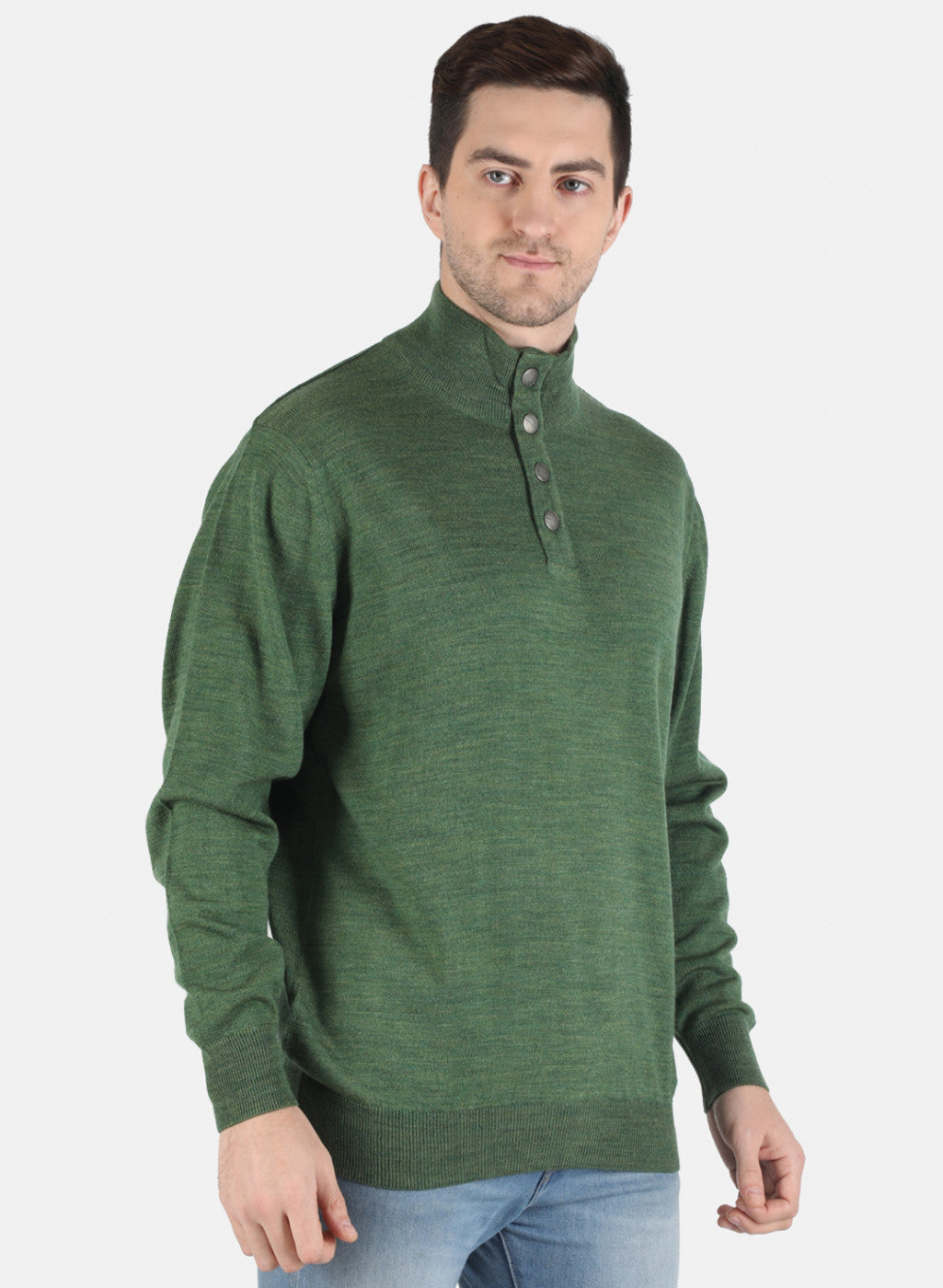 Men Olive Solid Pullover