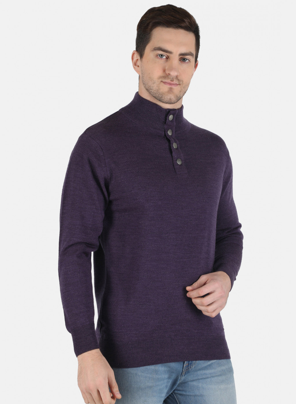 Men Purple Solid Pullover