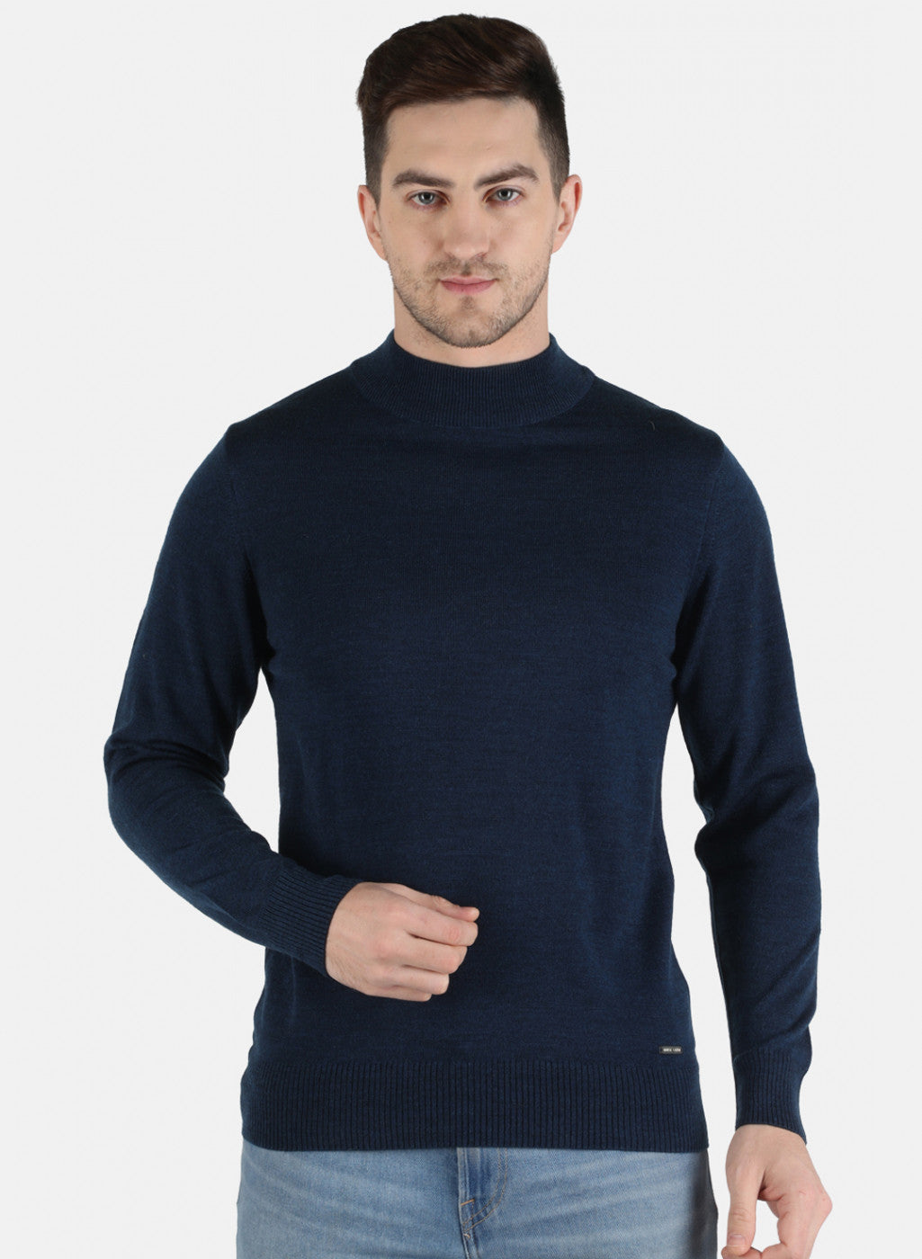 Men NAvy Blue Solid Pullover