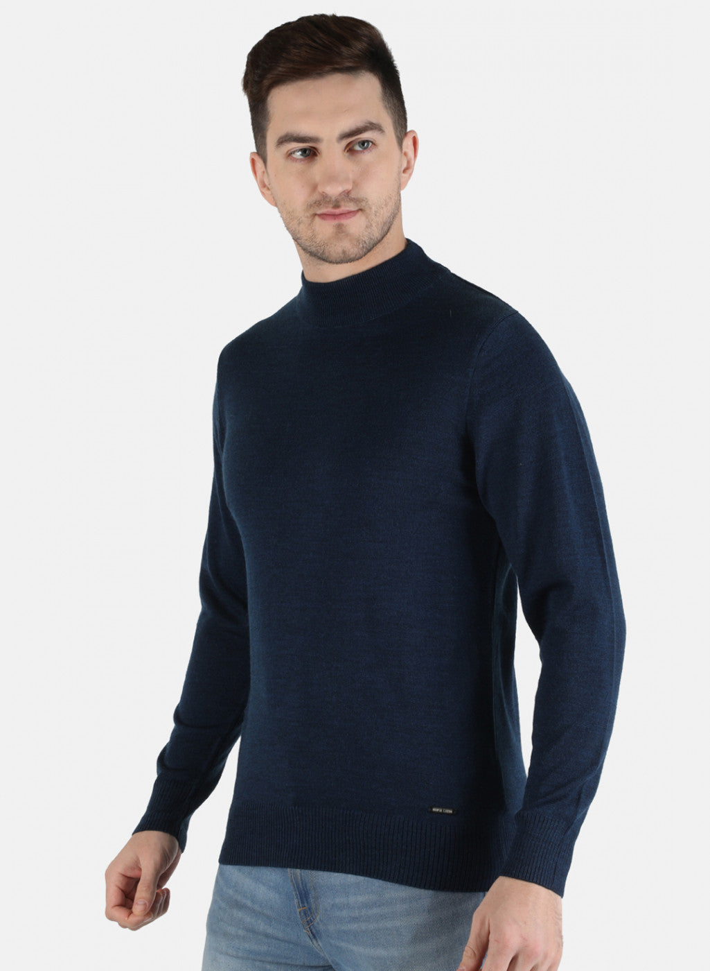 Men NAvy Blue Solid Pullover