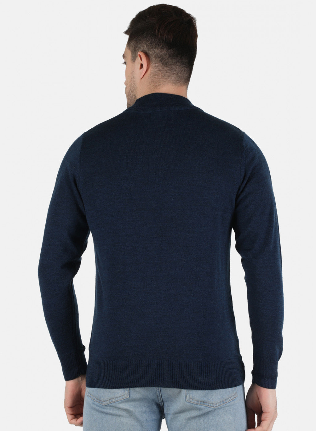 Men NAvy Blue Solid Pullover