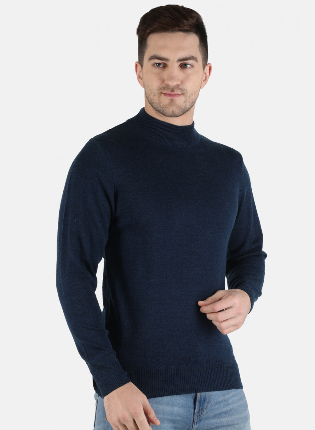 Men NAvy Blue Solid Pullover