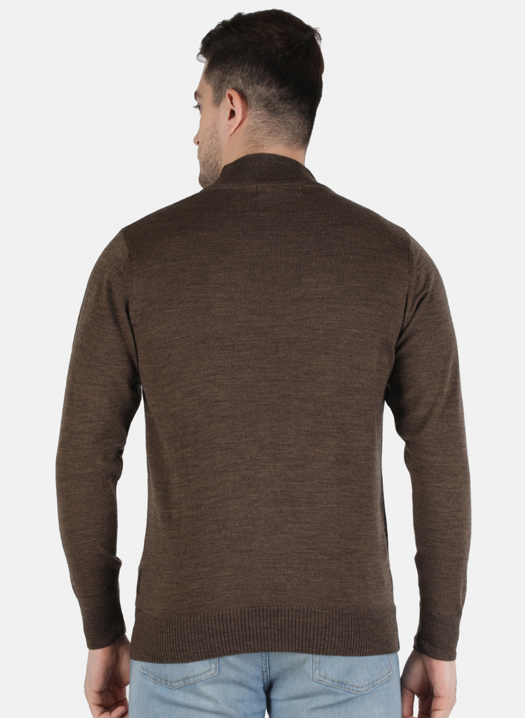 Men Brown Solid Pullover