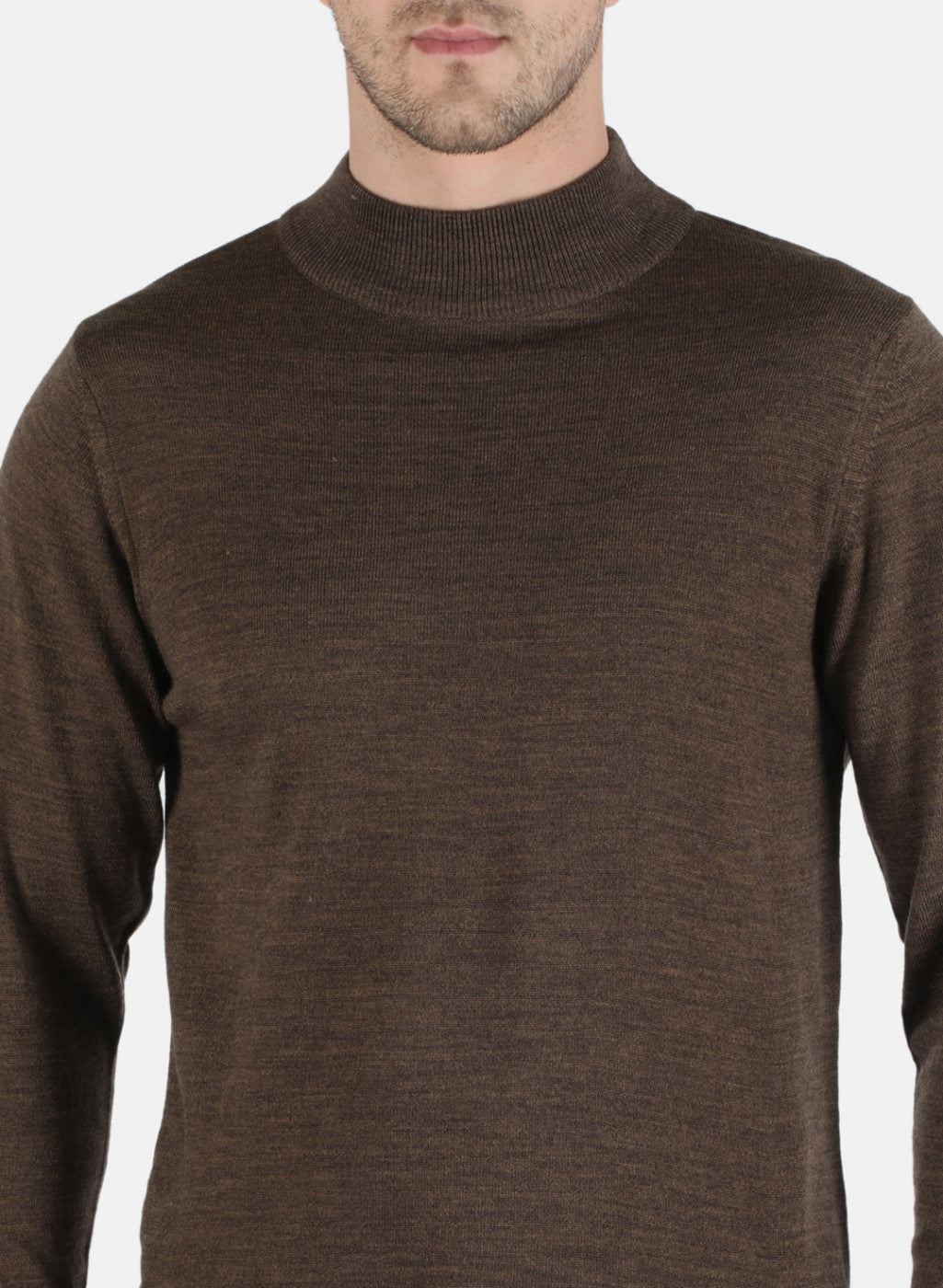 Men Brown Solid Pullover