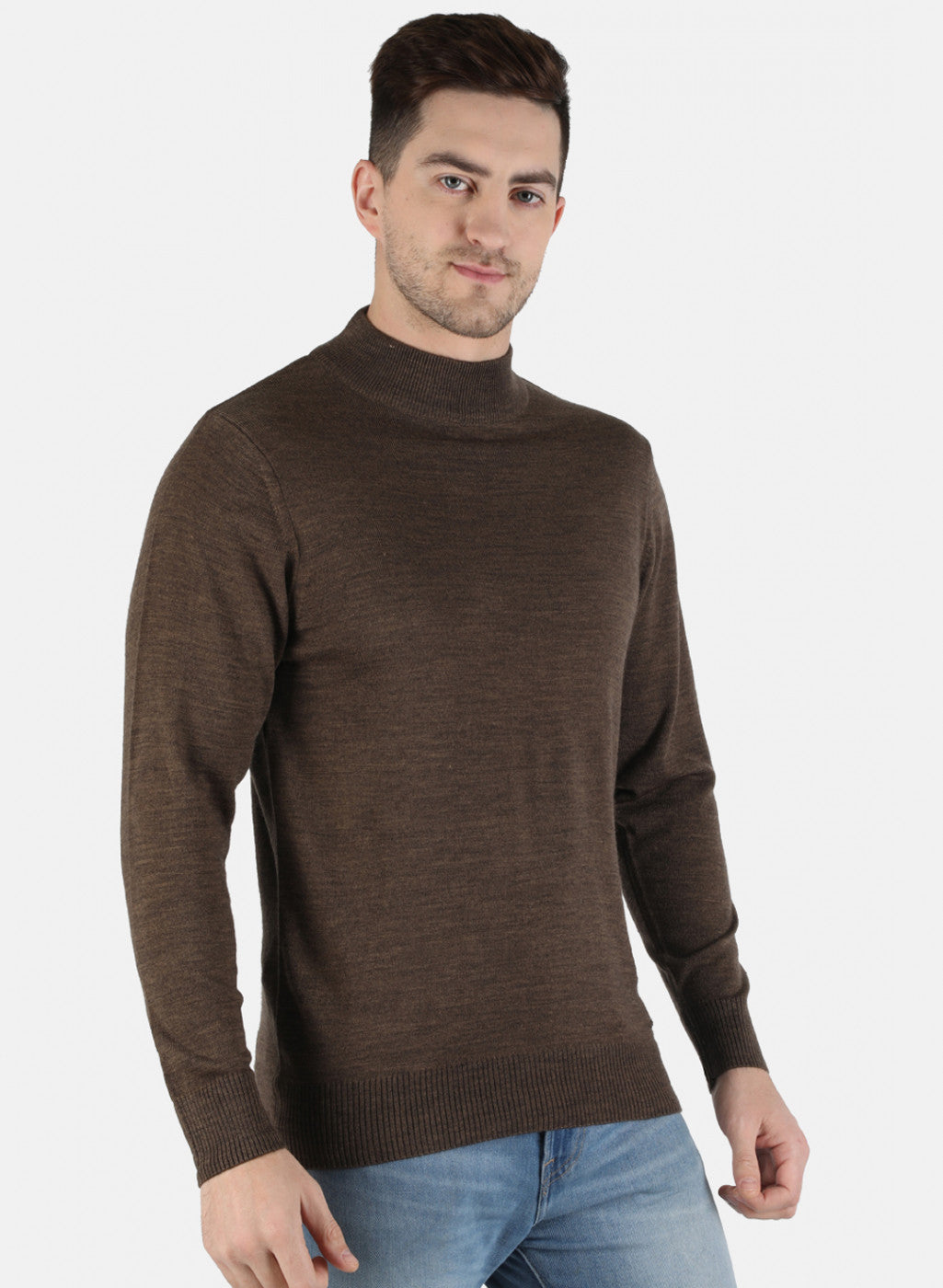 Men Brown Solid Pullover