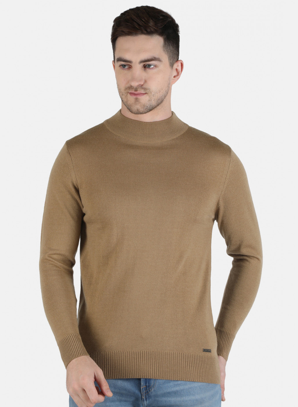 Men Brown Solid Pullover