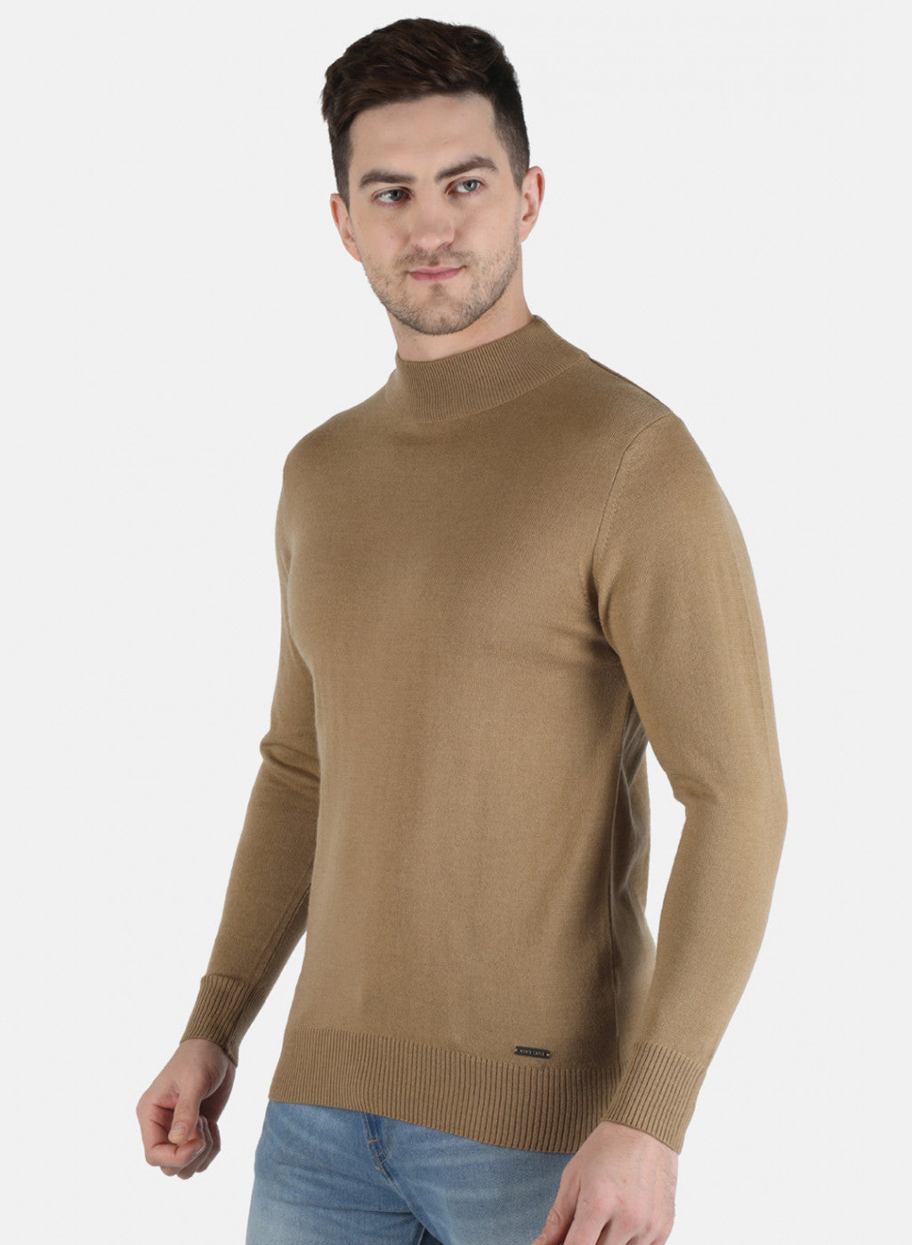 Men Brown Solid Pullover