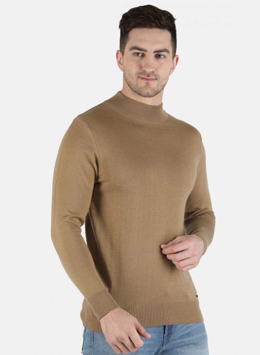 Men Brown Solid Pullover