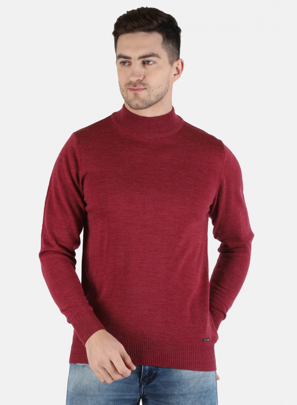 Men Red Solid Pullover