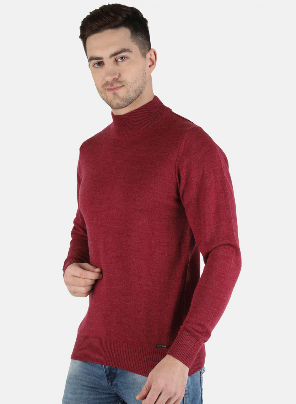 Men Red Solid Pullover