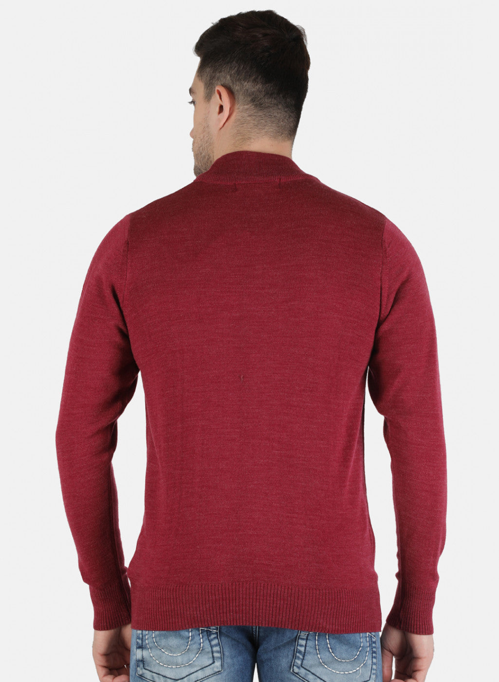 Men Red Solid Pullover