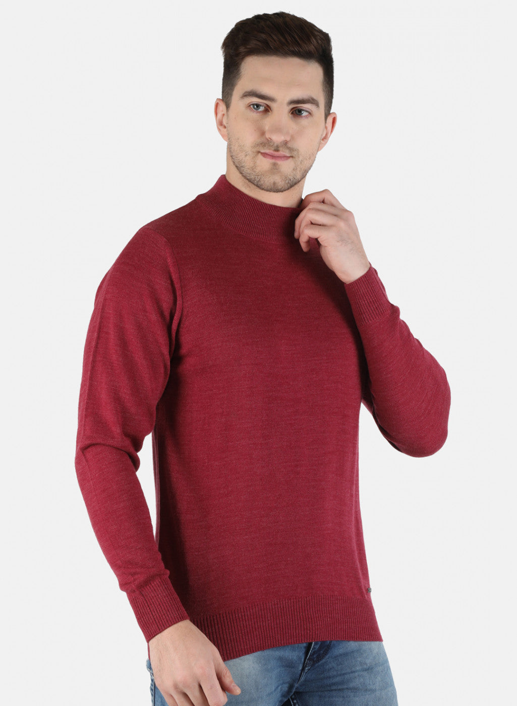 Men Red Solid Pullover