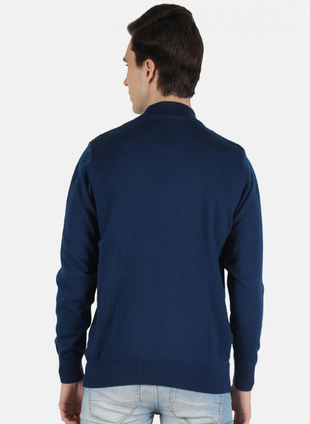 Men Blue Solid Pullover