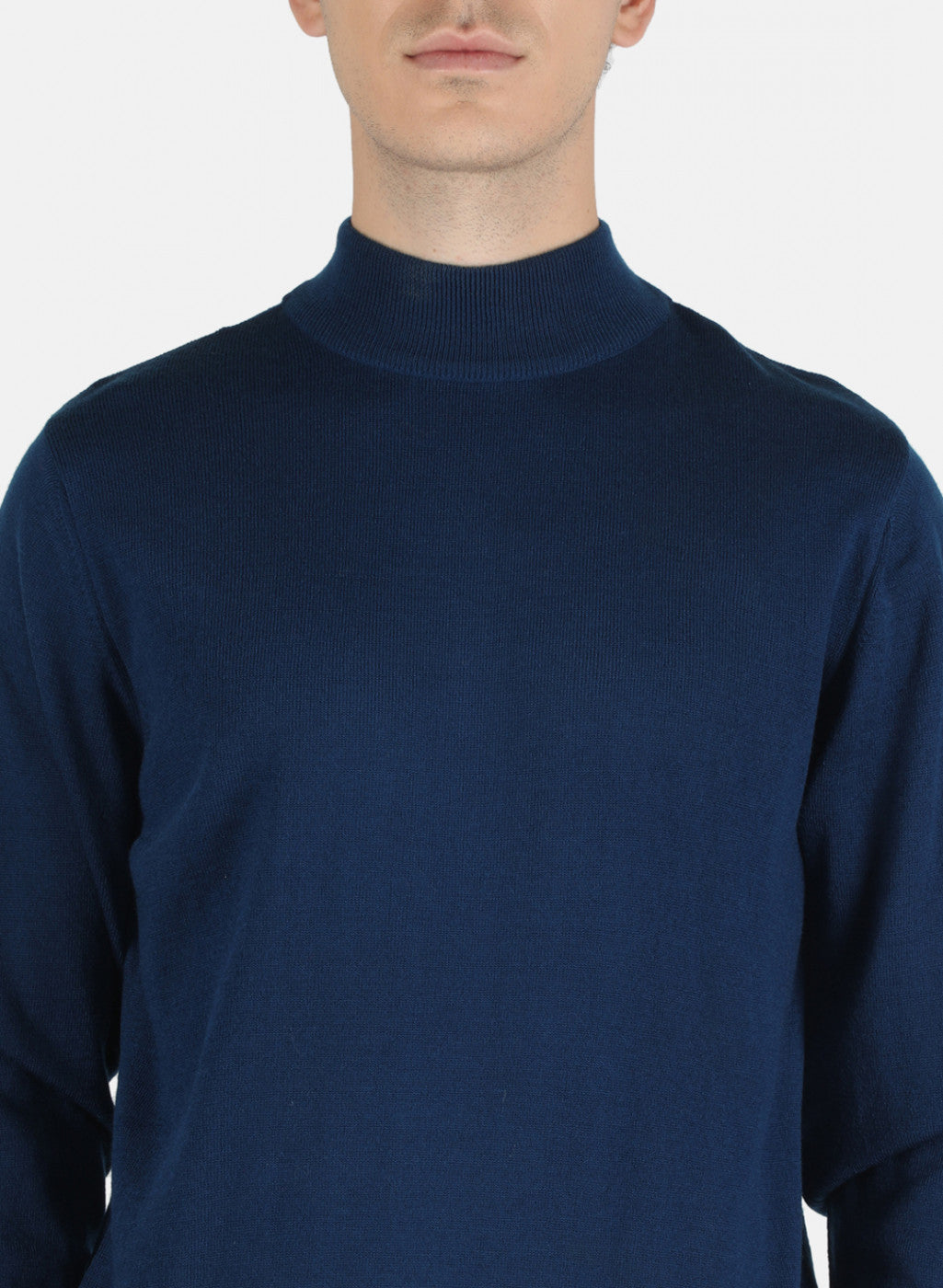 Men Blue Solid Pullover