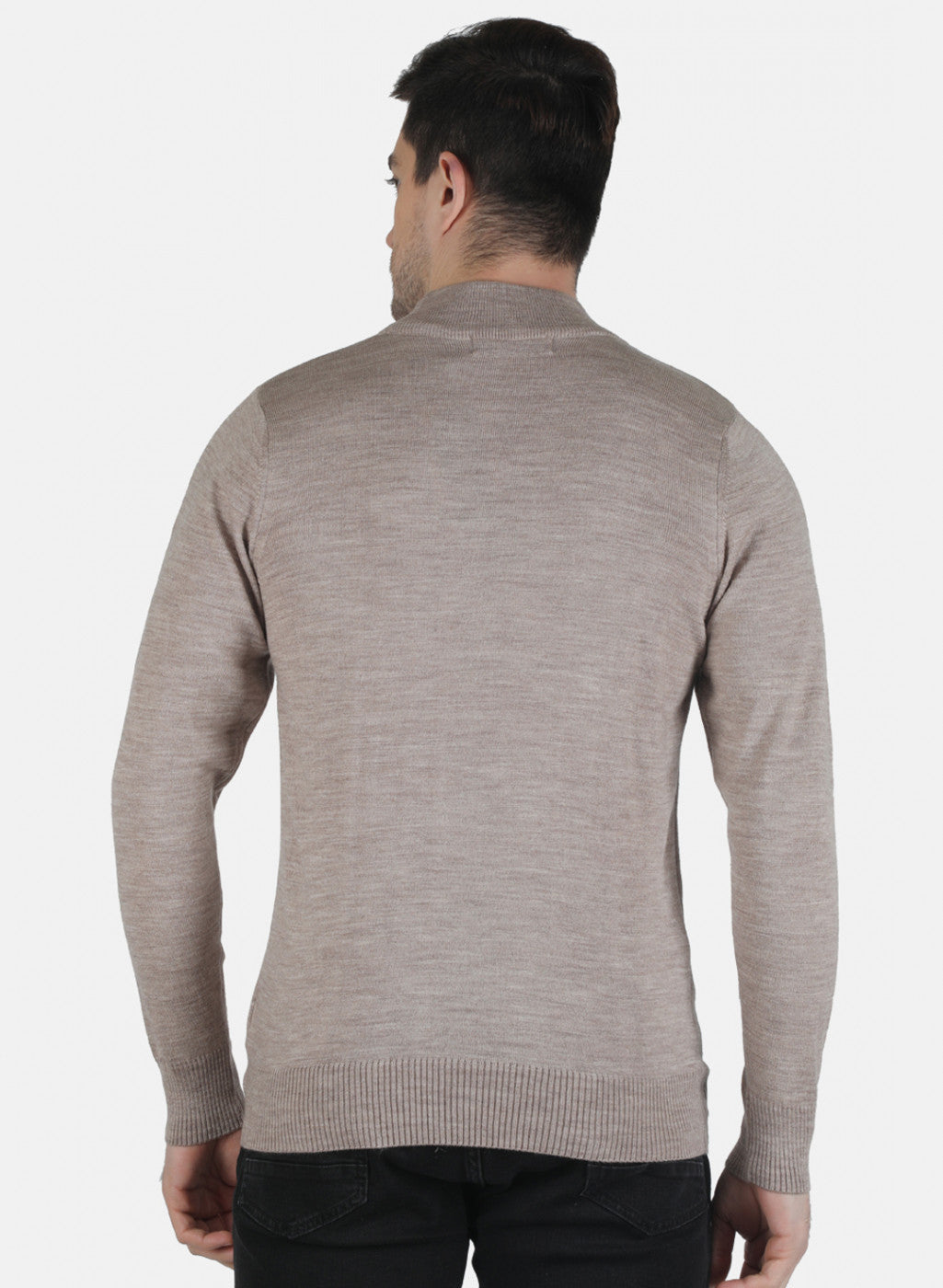 Men Beige Solid Pullover