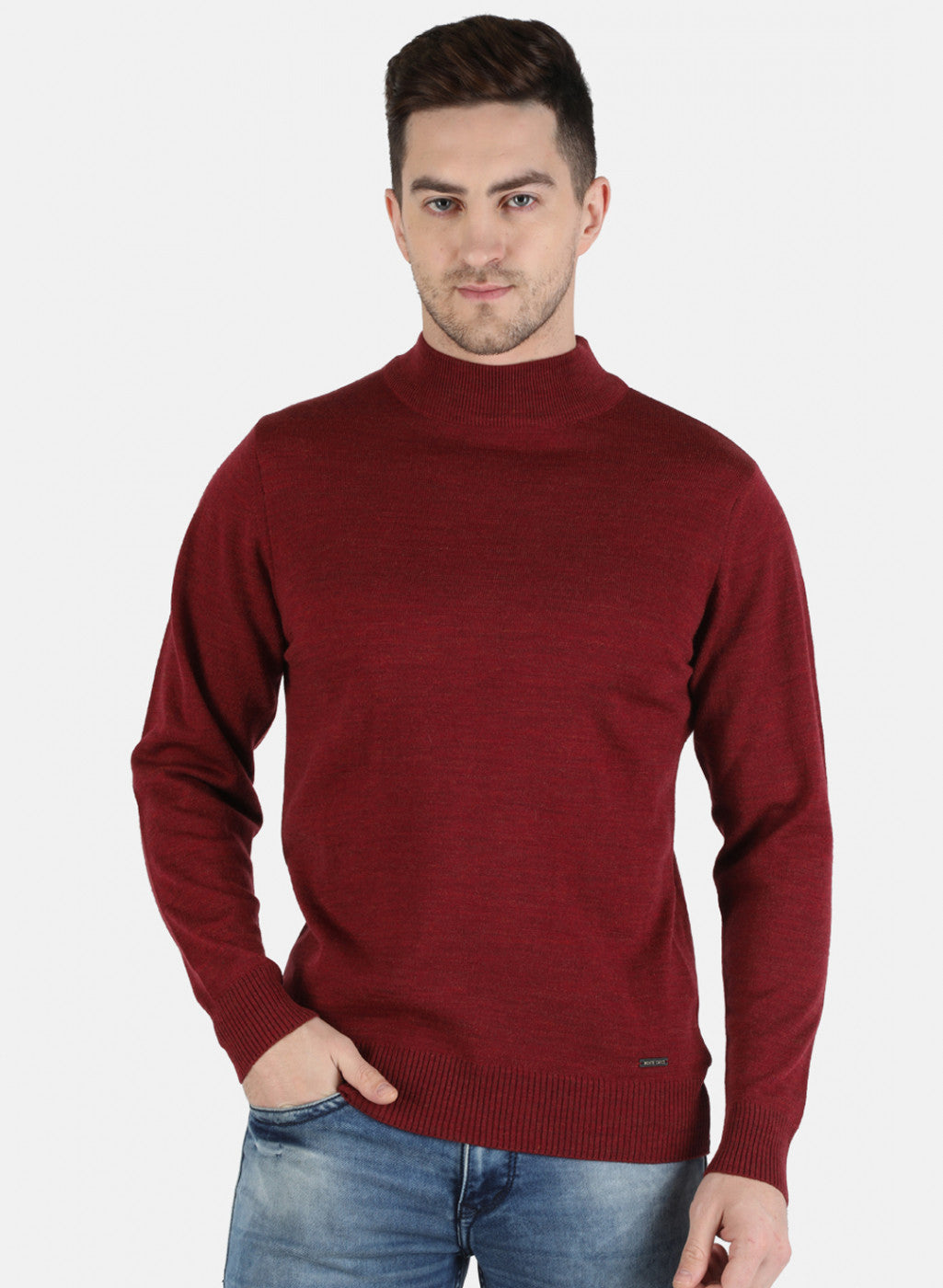 Men Maroon Solid Pullover