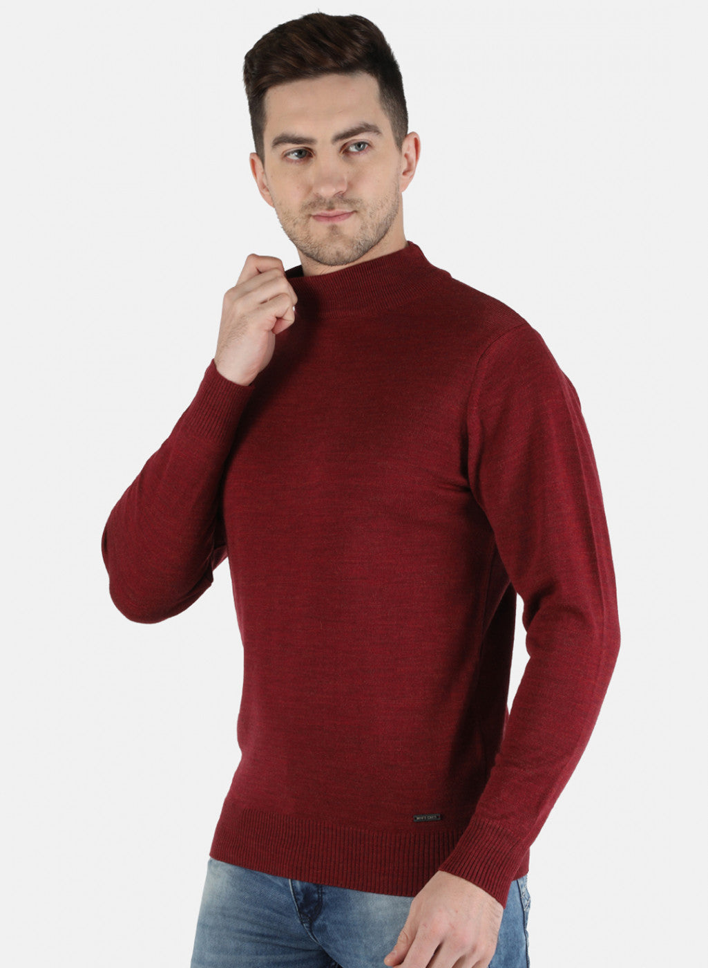 Men Maroon Solid Pullover