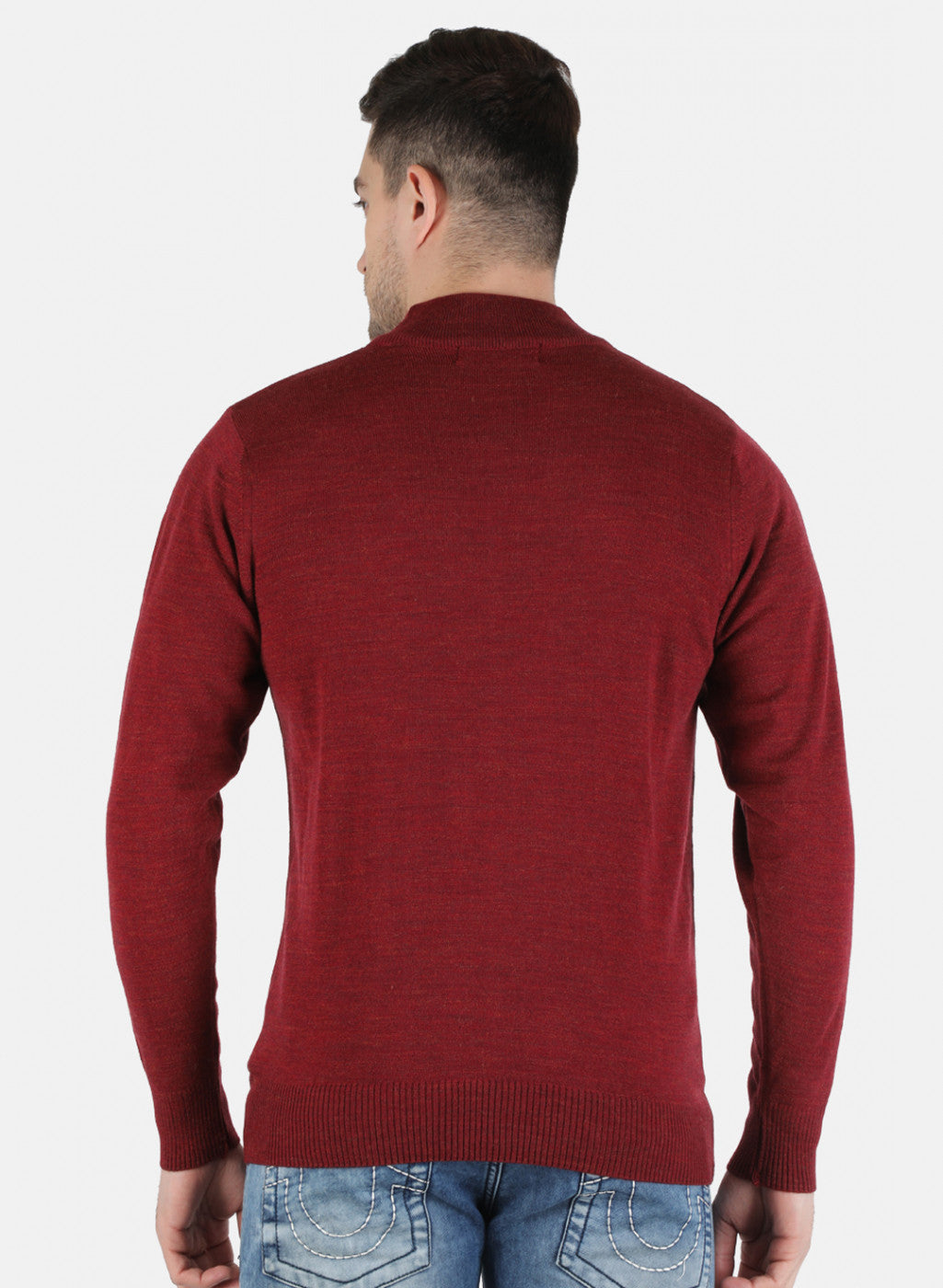 Men Maroon Solid Pullover