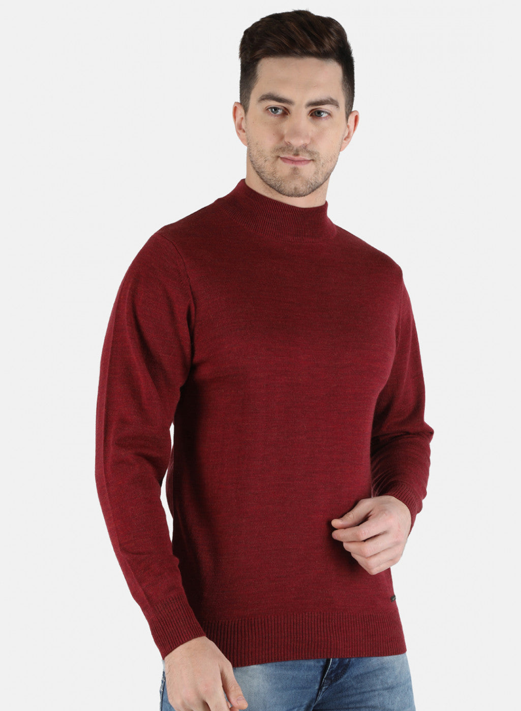 Men Maroon Solid Pullover