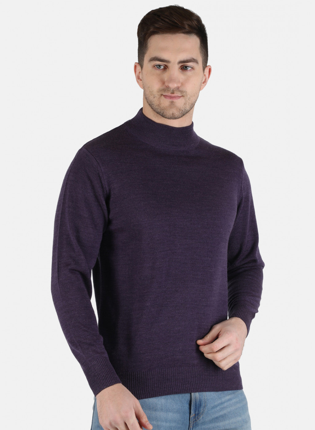 Men Purple Solid Pullover