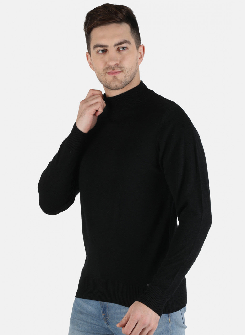 Men Black Solid Pullover