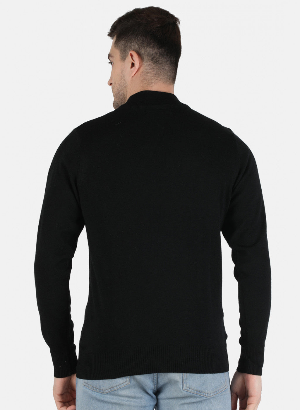 Men Black Solid Pullover