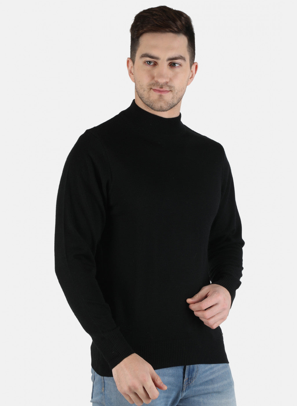 Men Black Solid Pullover