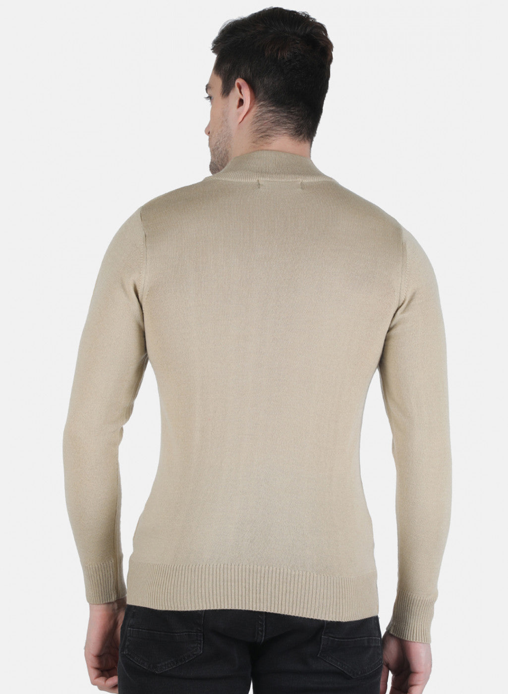 Men Beige Solid Pullover