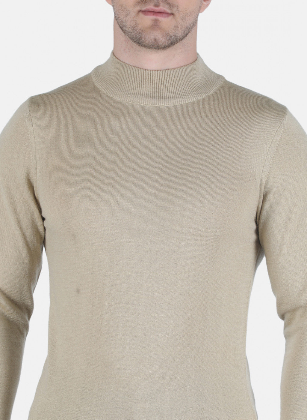 Men Beige Solid Pullover