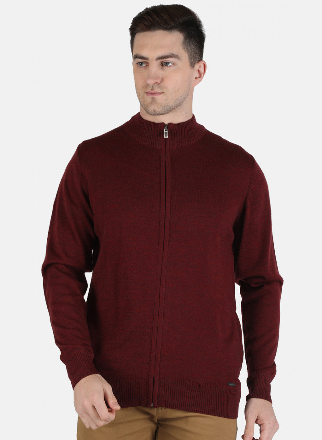 Men Maroon Solid Pullover