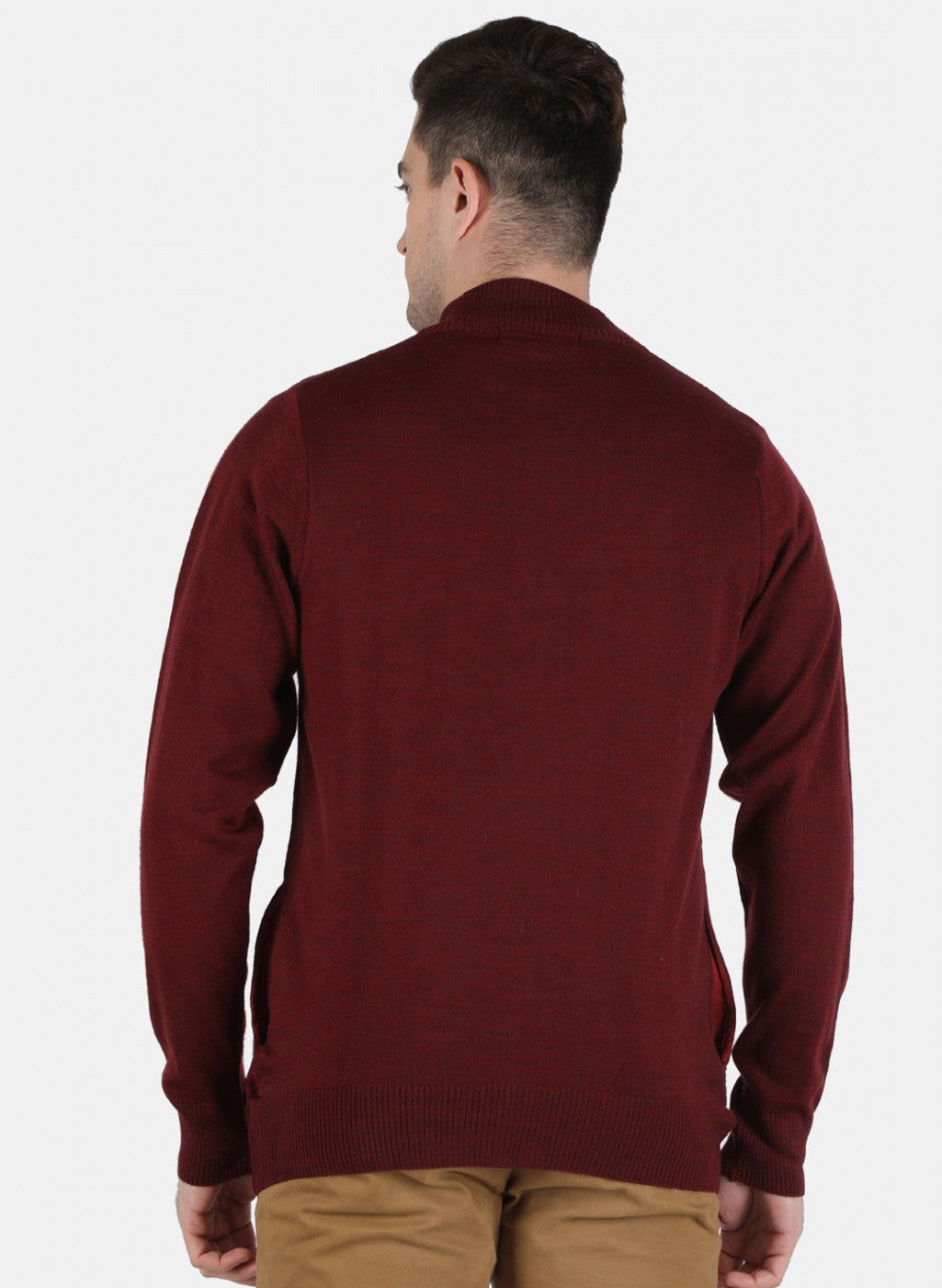 Men Maroon Solid Pullover