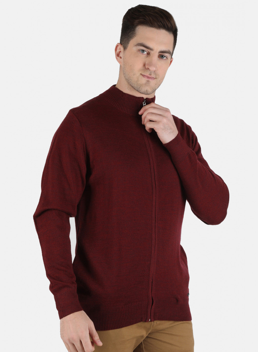 Men Maroon Solid Pullover