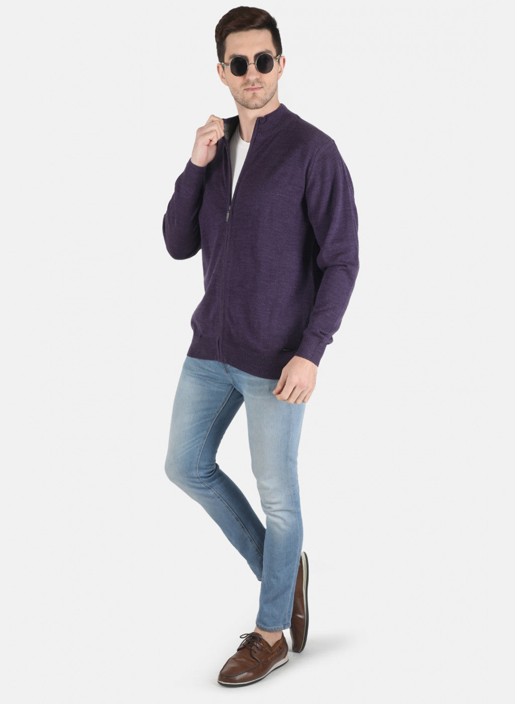 Men Purple Solid Pullover