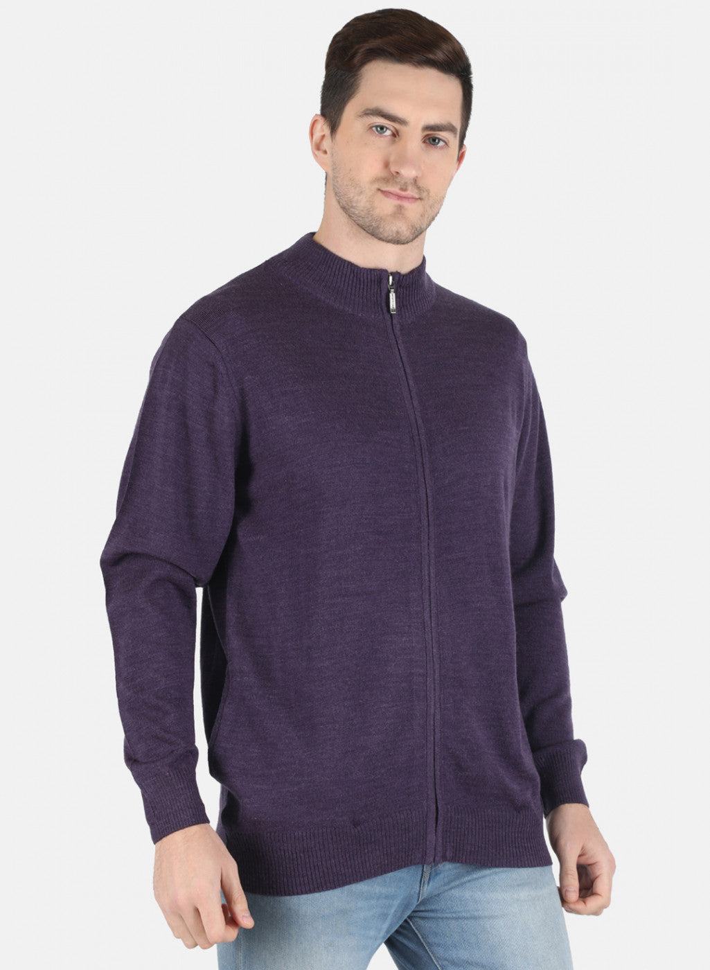 Men Purple Solid Pullover