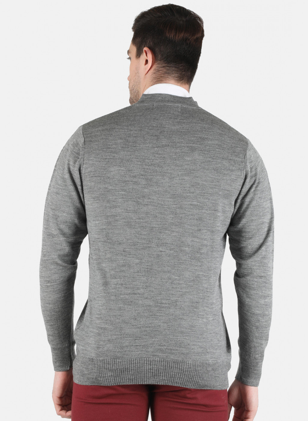 Men Grey Solid Cardigan