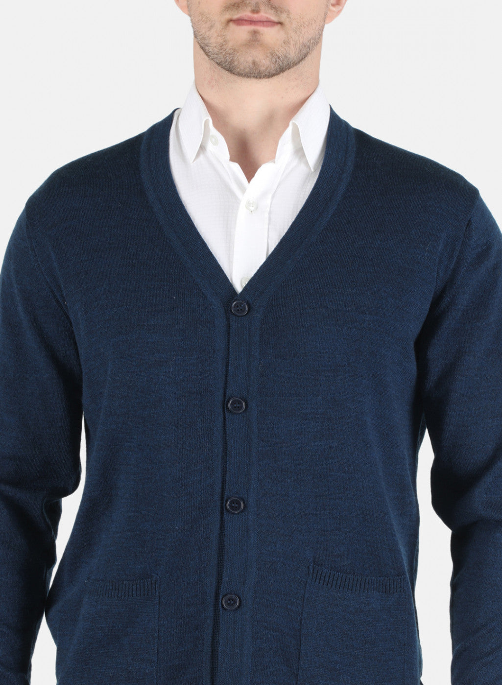 Men NAvy Blue Solid Cardigan