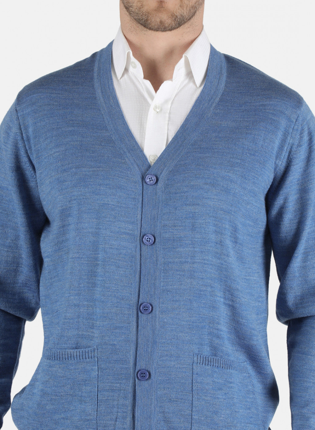 Men Blue Solid Cardigan