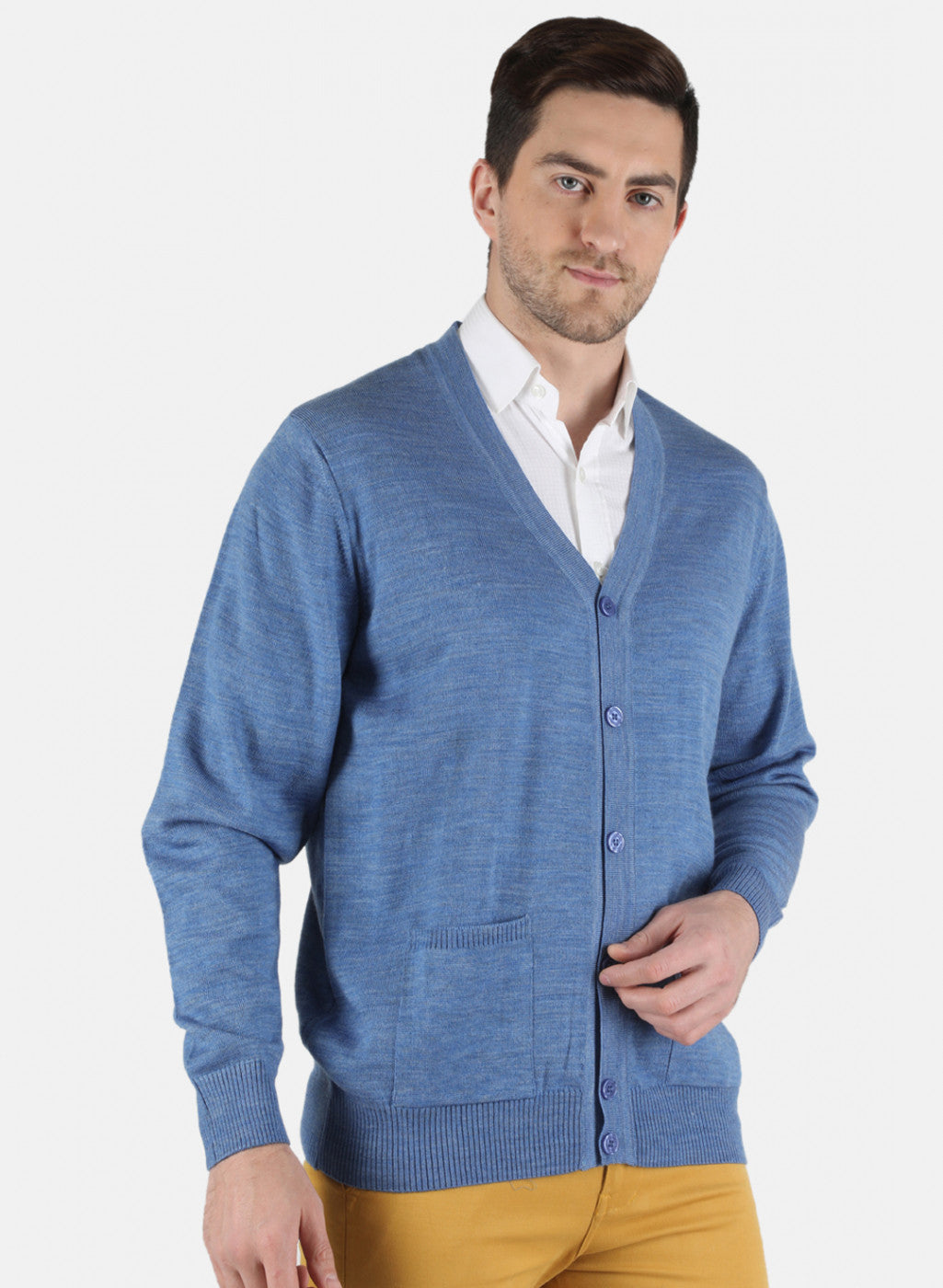 Men Blue Solid Cardigan