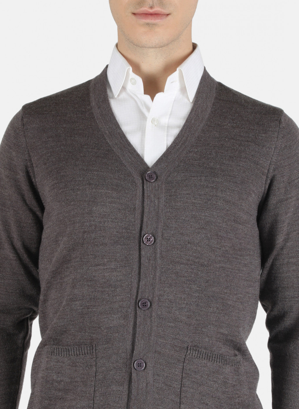 Men Dark Grey Solid Cardigan