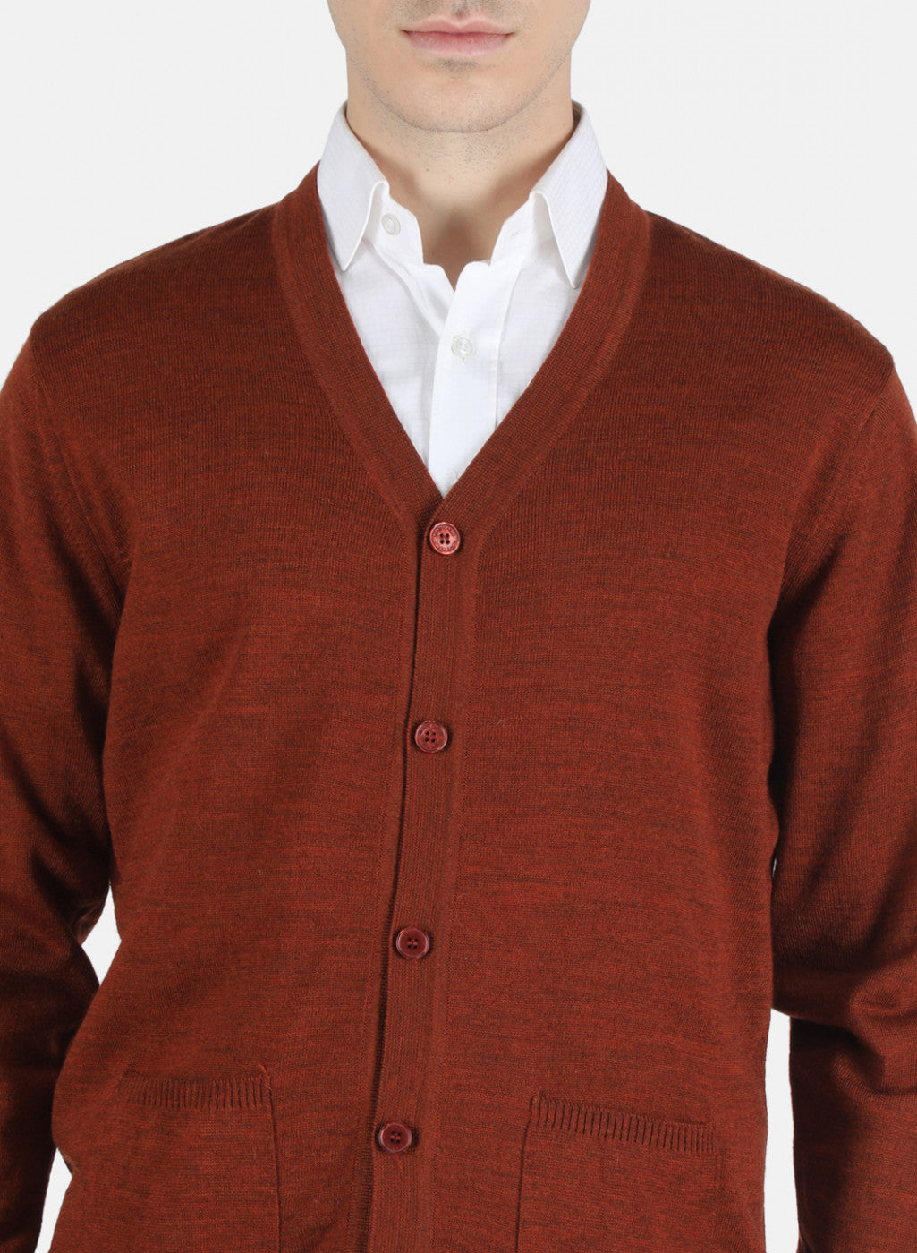 Men Brown Solid Cardigan