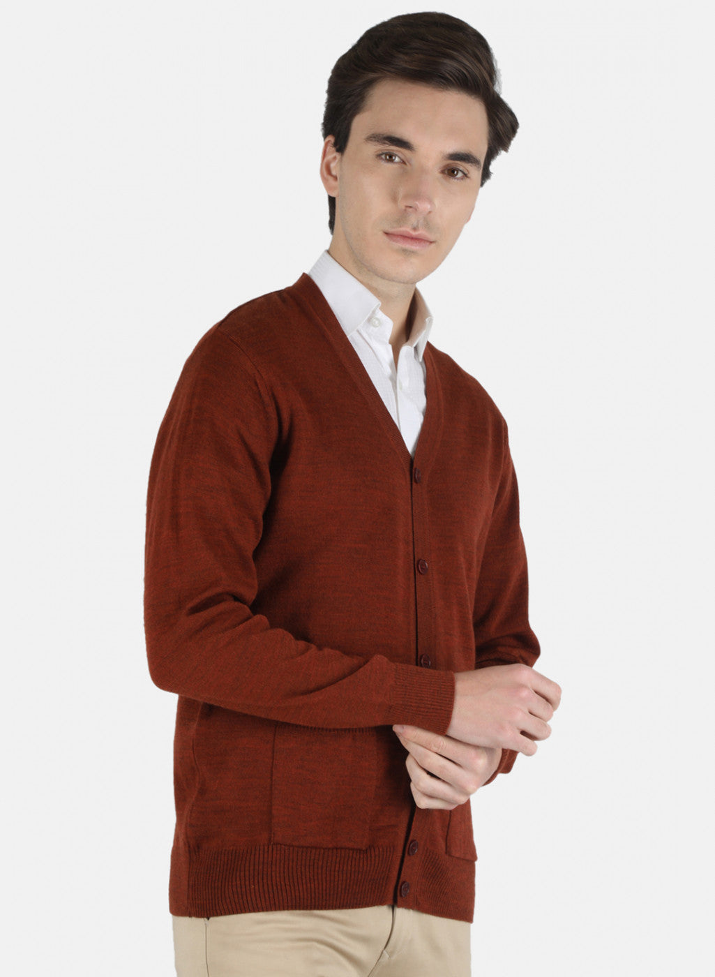 Men Brown Solid Cardigan