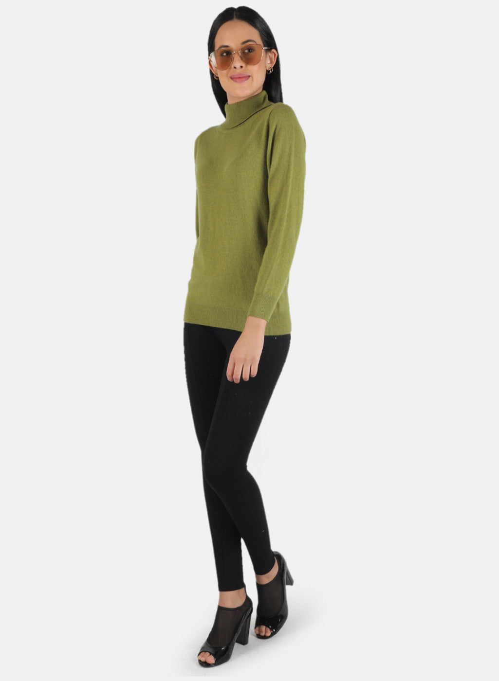 Women Green Solid Top