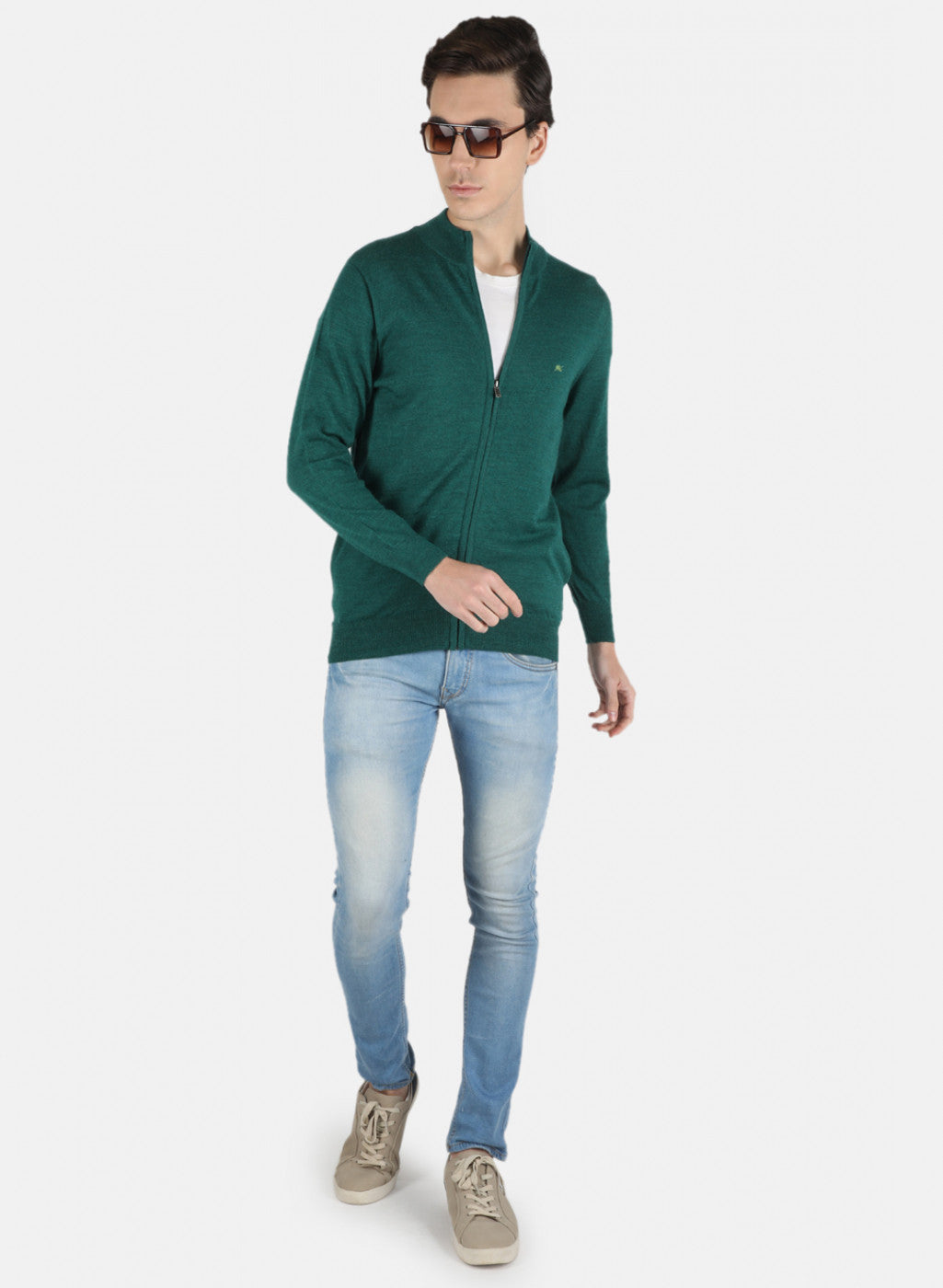 Men Green Solid Pullover