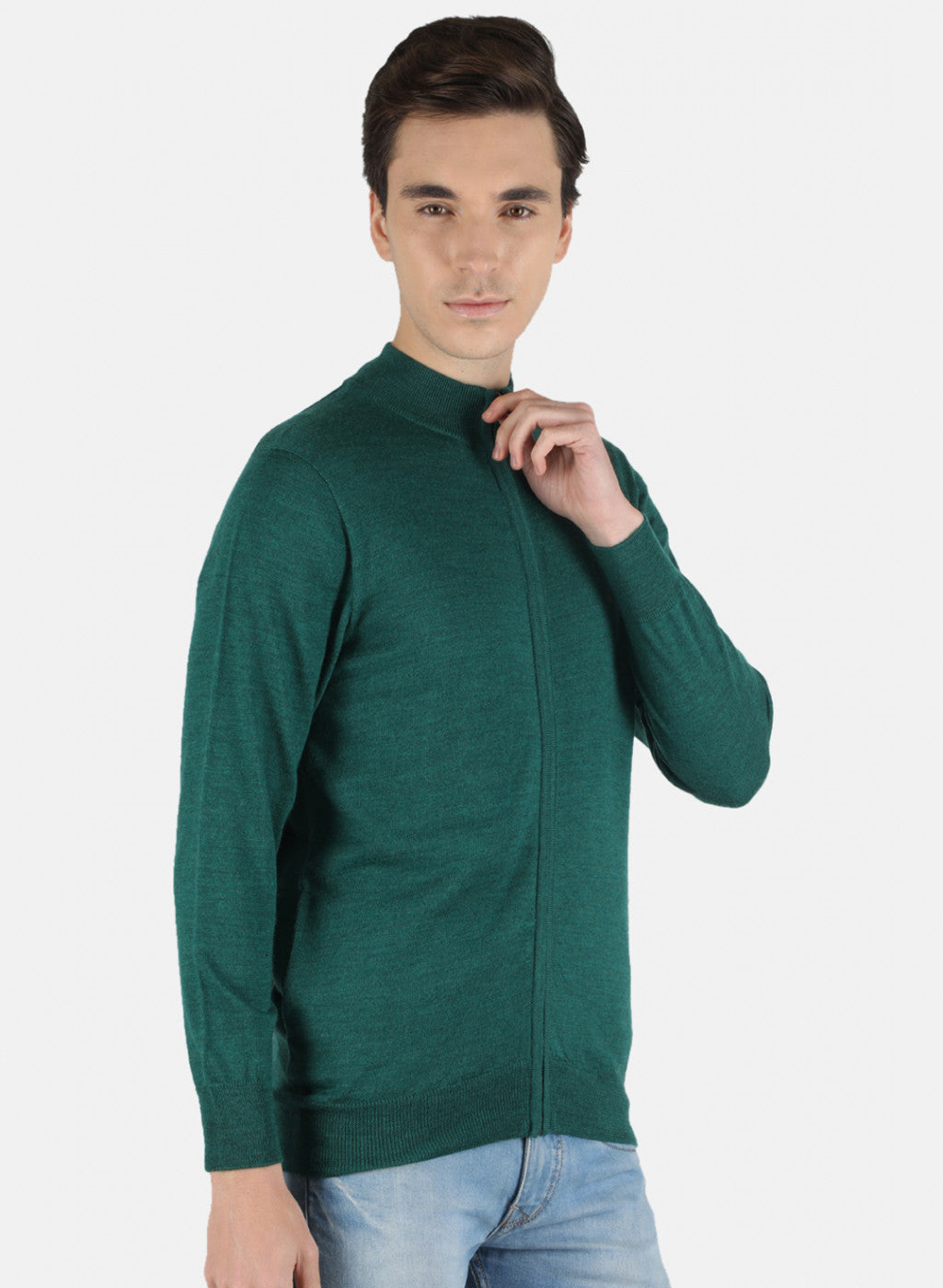 Men Green Solid Pullover