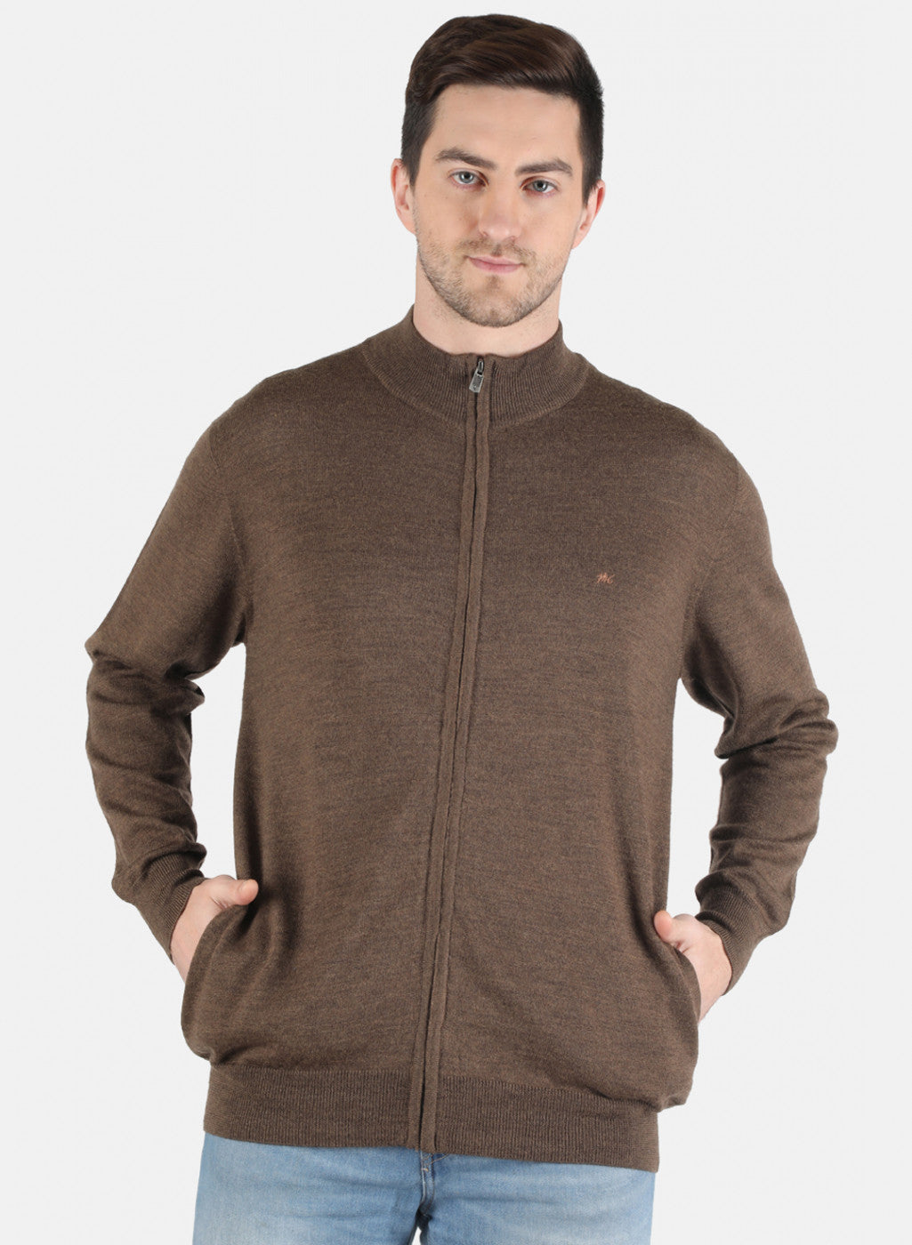 Men Brown Solid Pullover