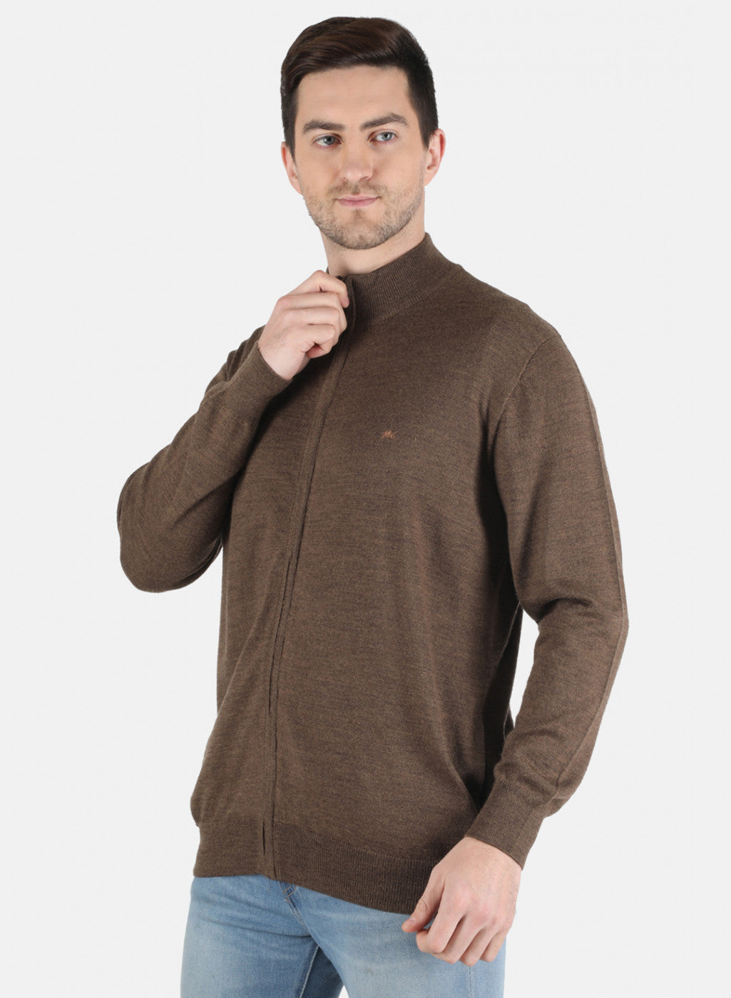 Men Brown Solid Pullover