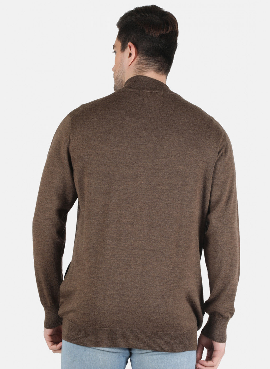 Men Brown Solid Pullover