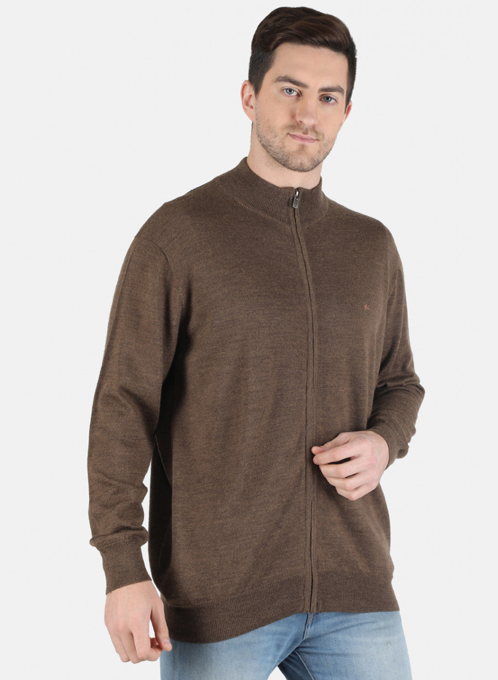 Men Brown Solid Pullover