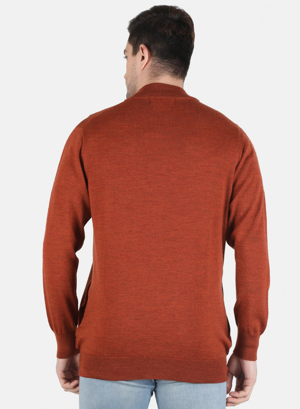 Men Orange Solid Pullover